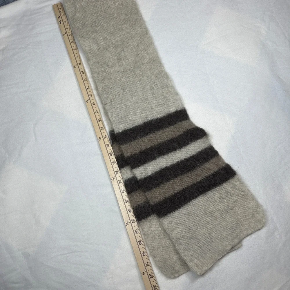 Vintage 80s Alafoss Icewool Scarf Made in Iceland Striped Grey Brown Wool